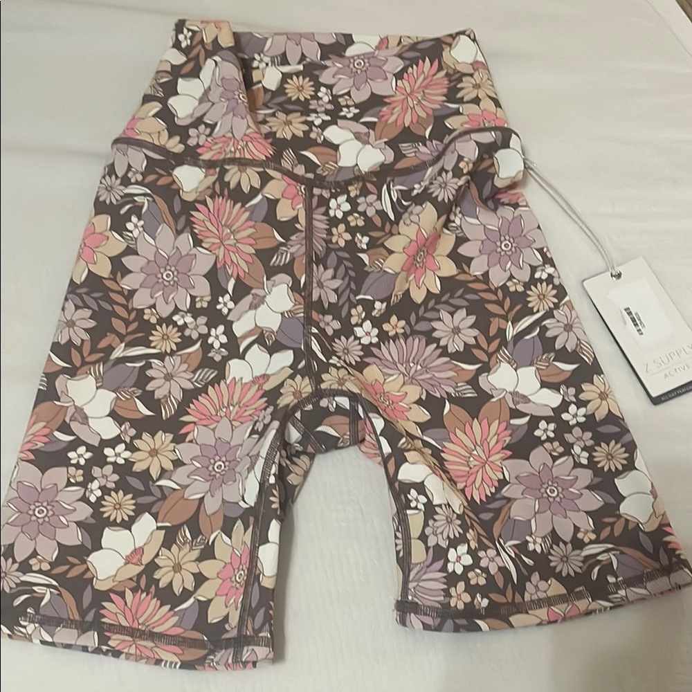 Z Supply Pink and Purple Bike Shorts High Waist NWT XS